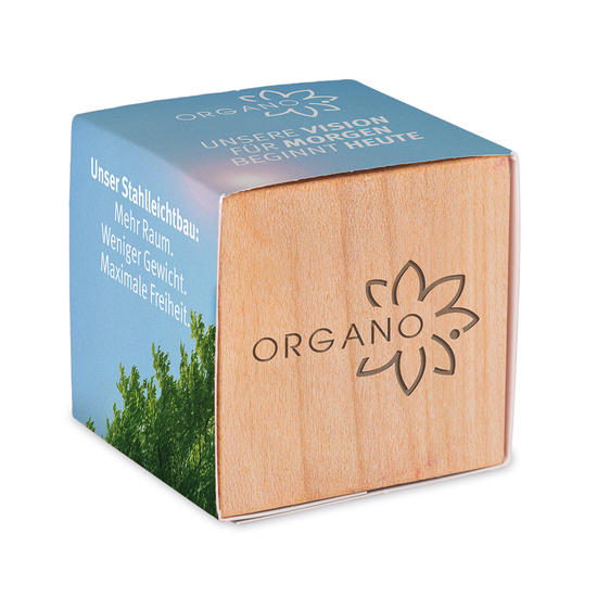 Pflanz-Holz mit Samen (Graspapier-Banderole)