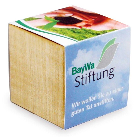 Pflanz-Holz Magnet mit Samen - Kräutermischung, 2 Seiten gelasert