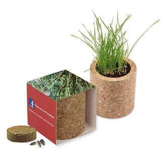 Pflanz-Kork rund mit Samen - Thymian, Lasergravur