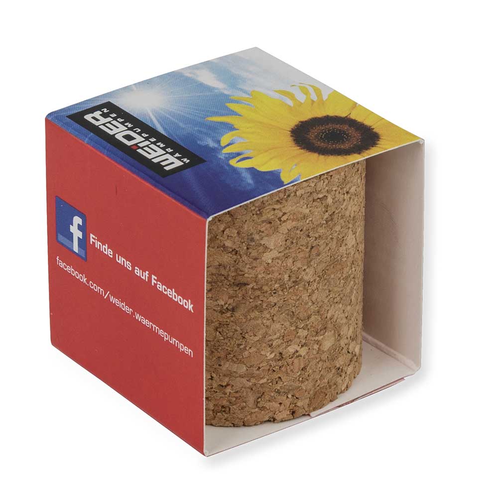 Pflanz-Kork rund mit Samen - Vergissmeinnicht, Rundum-Lasergravur