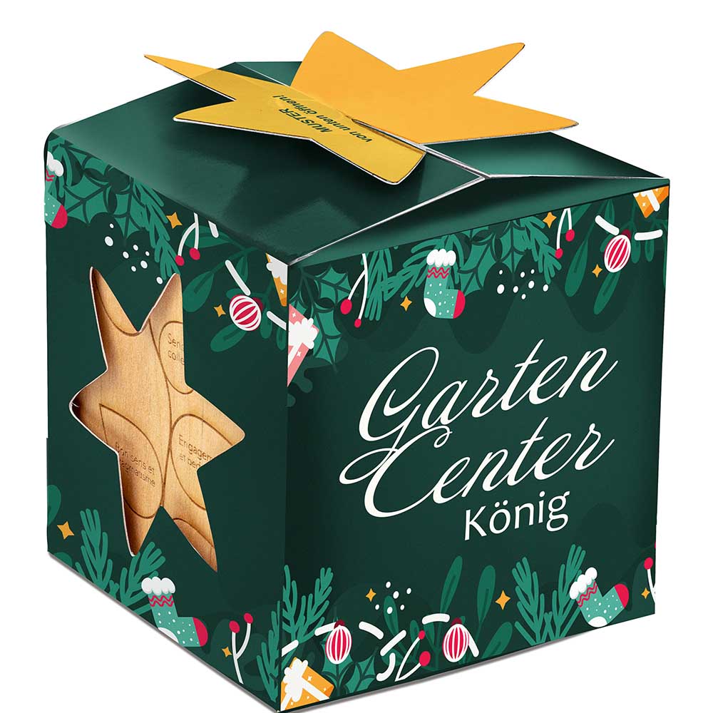 Pflanz-Holz Maxi Star-Box mit Samen - Gartenkresse, 2 Seiten gelasert