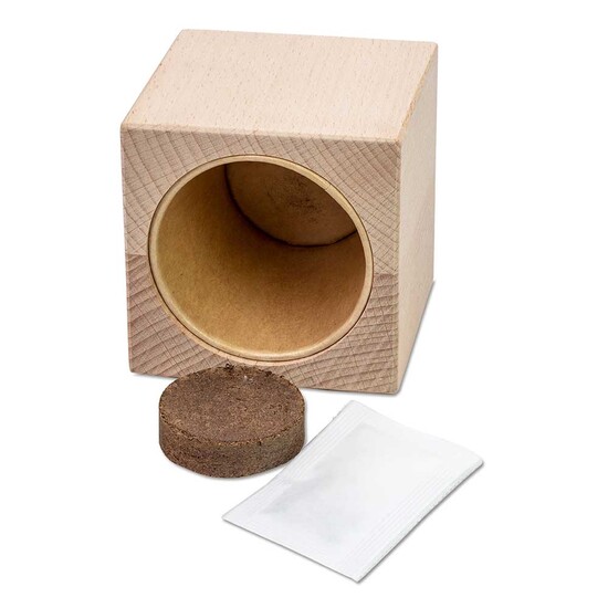 Pflanz-Holz Grande mit Samen - Ringelblume, 2 Seiten gelasert