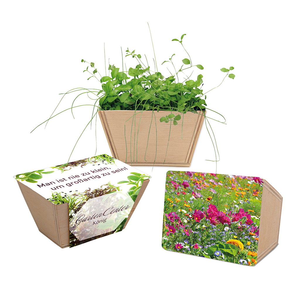 Mini-Beet mit Samen - Sommerblumenmischung, Lasergravur