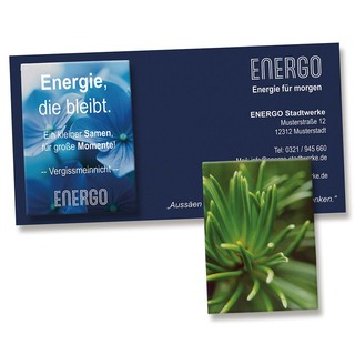 Samentütchen auf Werbekarte - Fichte