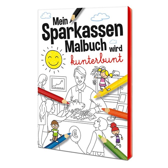 Malbuch / Mal-Set A6 - Sparkassen - Malset mit 1-c Logoeindruck