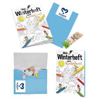 Malbuch / Mal-Set A6 - Winter - Malset mit 1-c Logoeindruck