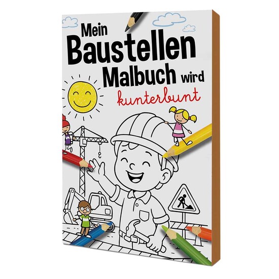 Malbuch / Mal-Set A6 - Baustelle - Malset mit 1-c Logoeindruck