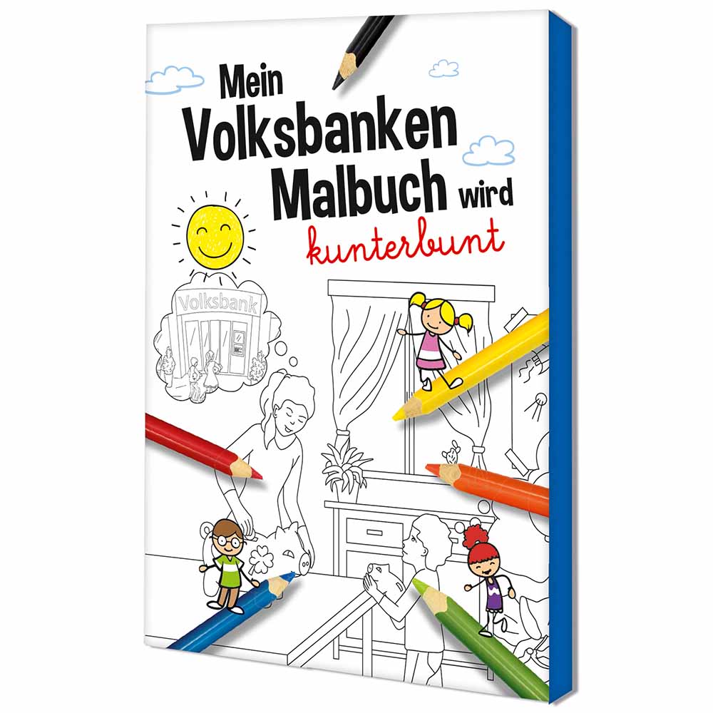 Malbuch / Mal-Set A6 - Volksbanken - Malset mit 1-c Logoeindruck