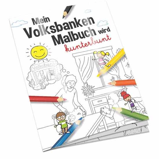 Malbuch / Mal-Set A6 - Volksbanken - Malset mit 1-c Logoeindruck