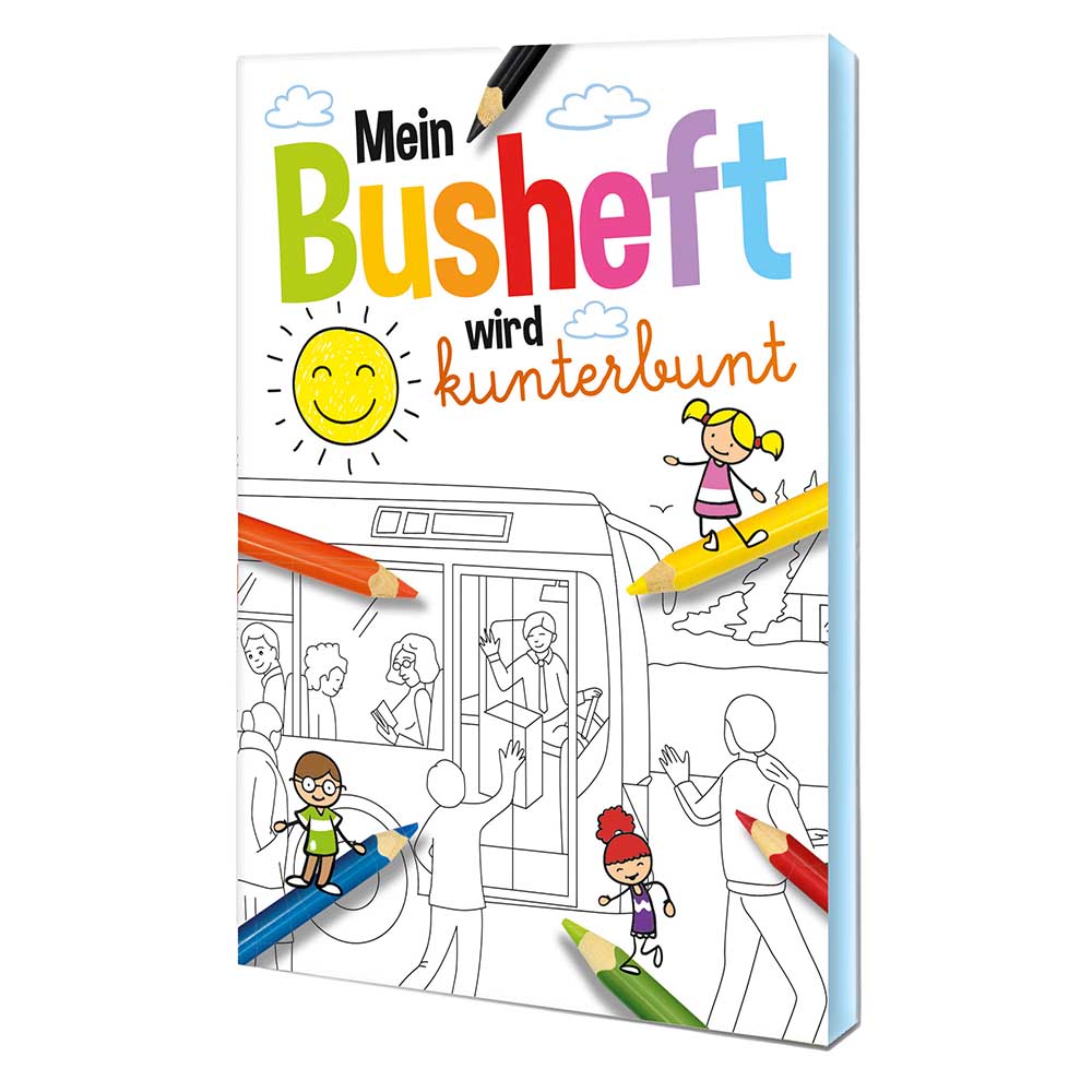 Malbuch / Mal-Set A6 - Bus - Malset mit 1-c Logoeindruck