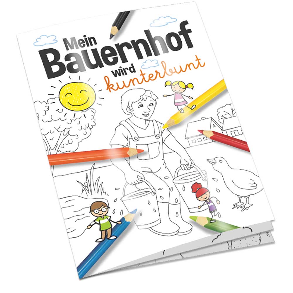 Malbuch / Mal-Set A6 - Bauernhof - Malset mit 1-c Logoeindruck