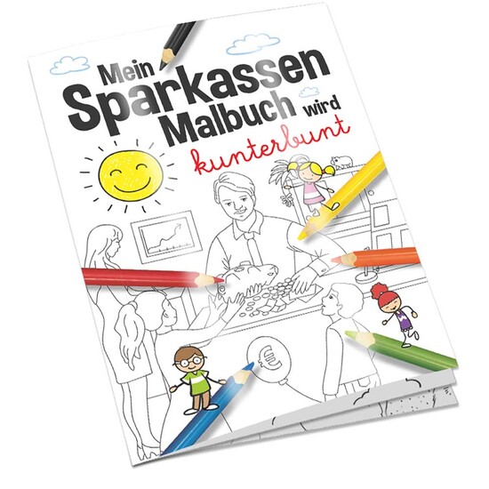 Malbuch / Mal-Set A6 - Sparkassen - Malset mit 2-c Logoeindruck