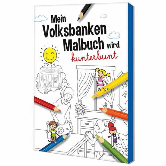 Malbuch / Mal-Set A6 - Volksbanken&Raiffeisenbanken - Malset mit 2-c Logoeindruck