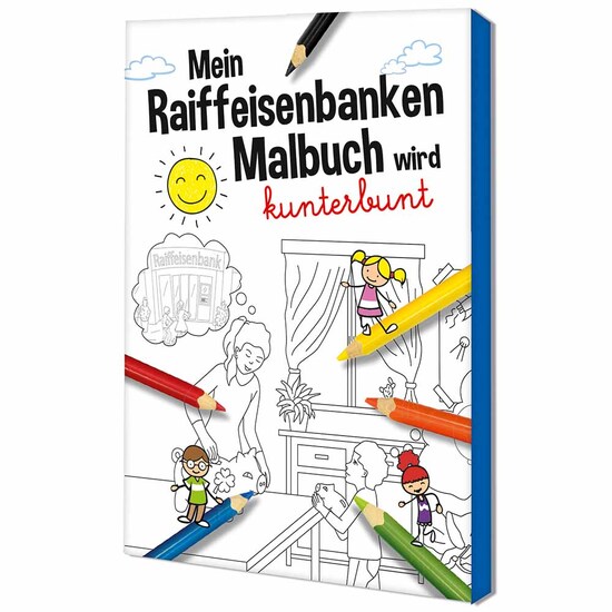 Malbuch / Mal-Set A6 - Raiffeisenbanken - Malset mit 2-c Logoeindruck