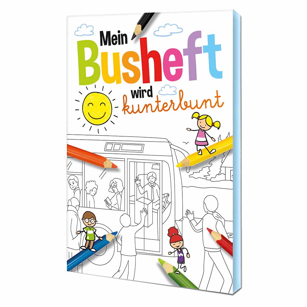 Malbuch / Mal-Set A6 - Bus - Malset mit 2-c Logoeindruck
