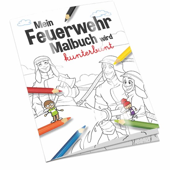 Malbuch / Mal-Set A6 - Feuerwehr - Malset mit 2-c Logoeindruck
