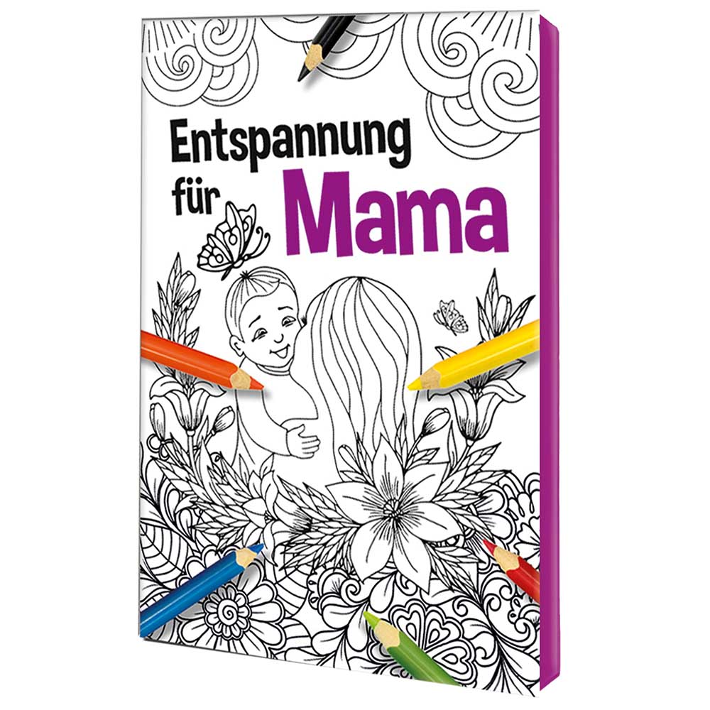 Malbuch / Mal-Set A6 - Entspannung für Mama - Malset mit individuellen Vorder- und Rückseiten