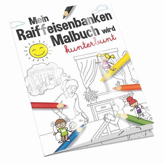 Malbuch / Mal-Set A6 - Raiffeisenbanken - Malset mit individuellen Vorder- und Rückseiten