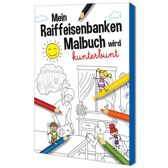 Malbuch / Mal-Set A6 - Raiffeisenbanken - Malset mit individuellen Vorder- und Rückseiten