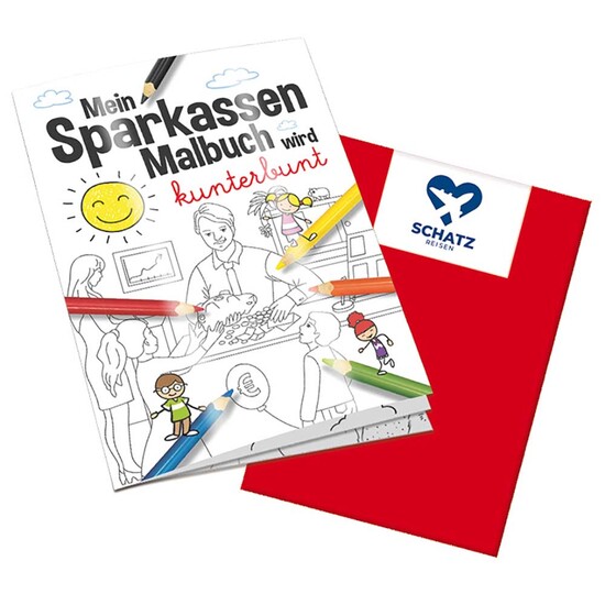Malbuch / Mal-Set A6 - Sparkassen - Malbuch mit 1-c Logoeindruck