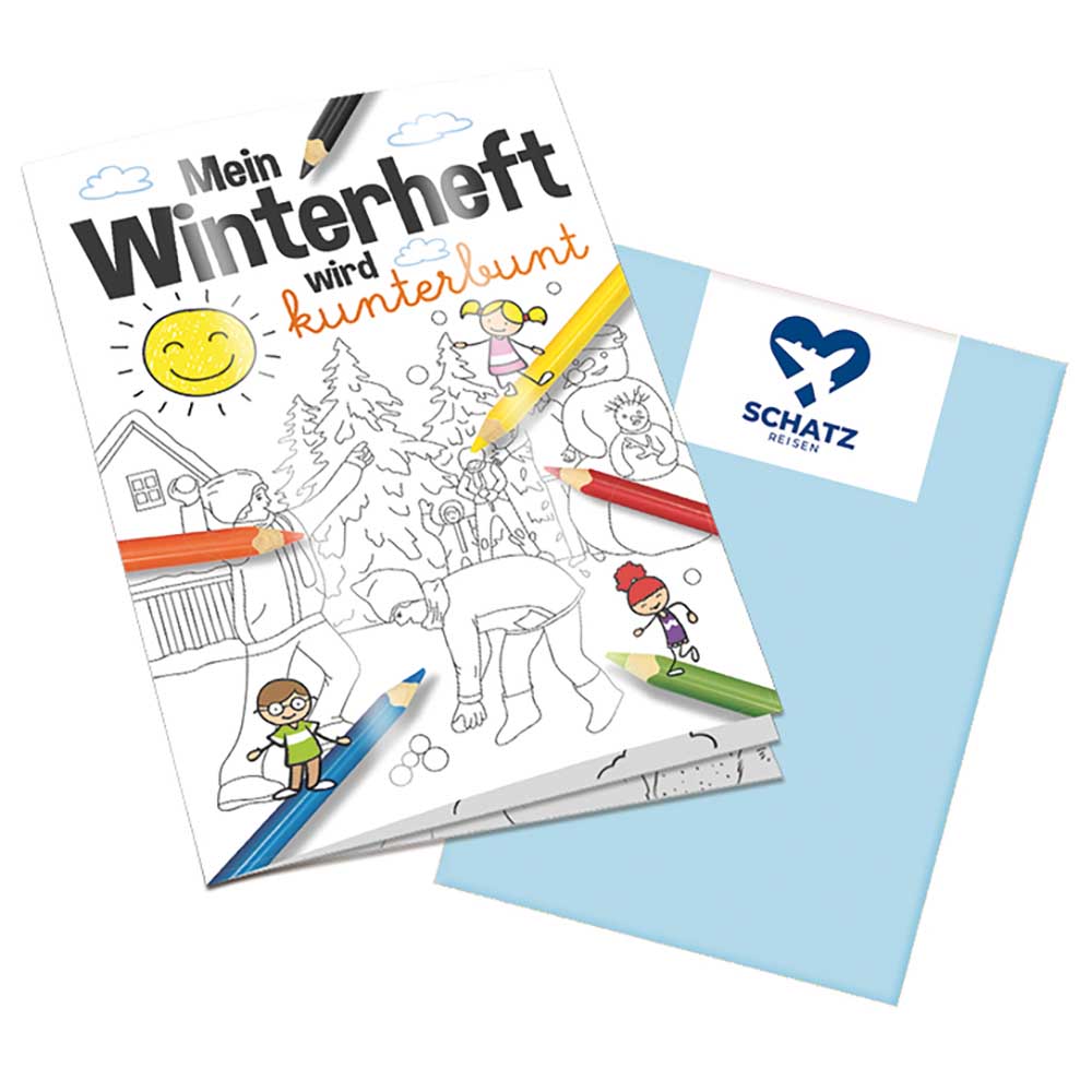 Malbuch / Mal-Set A6 - Winter - Malbuch mit 1-c Logoeindruck