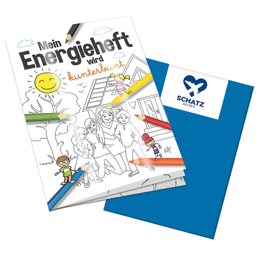 Malbuch / Mal-Set A6 - Energie - Malbuch mit 1-c Logoeindruck