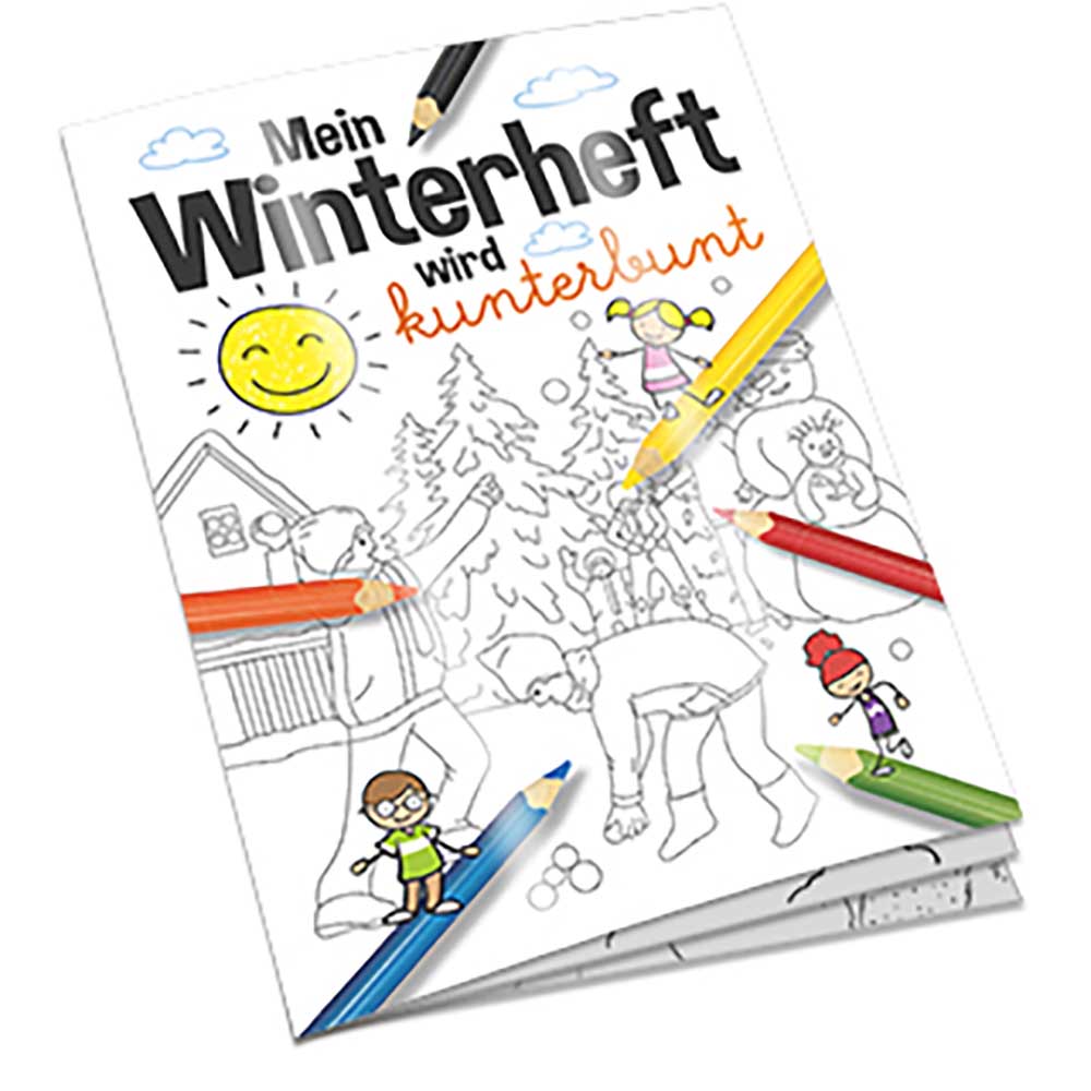 Malbuch / Mal-Set A6 - Winter - Malbuch mit 2-c Logoeindruck