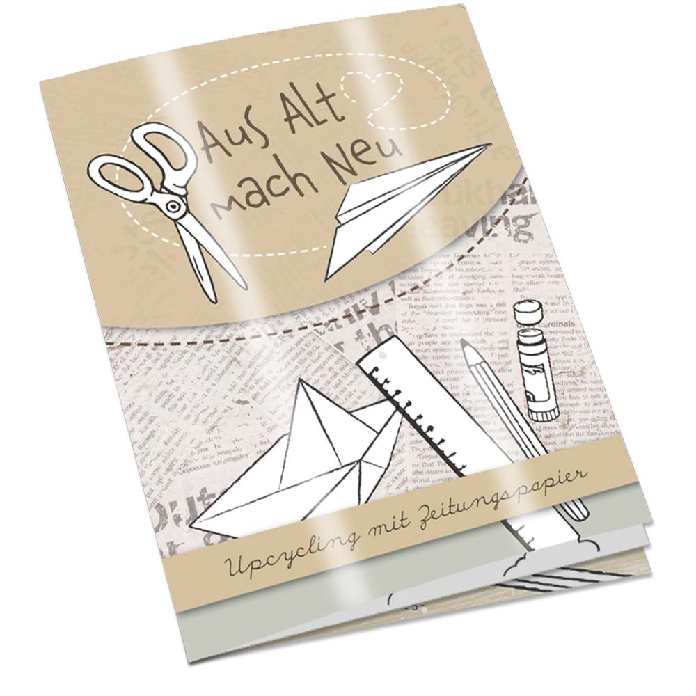 Upcycling-Heft - Zeitungspapier - Tampondruck 1-c