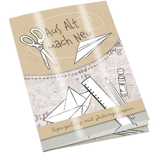 Upcycling-Heft - Zeitungspapier - Tampondruck 1-c