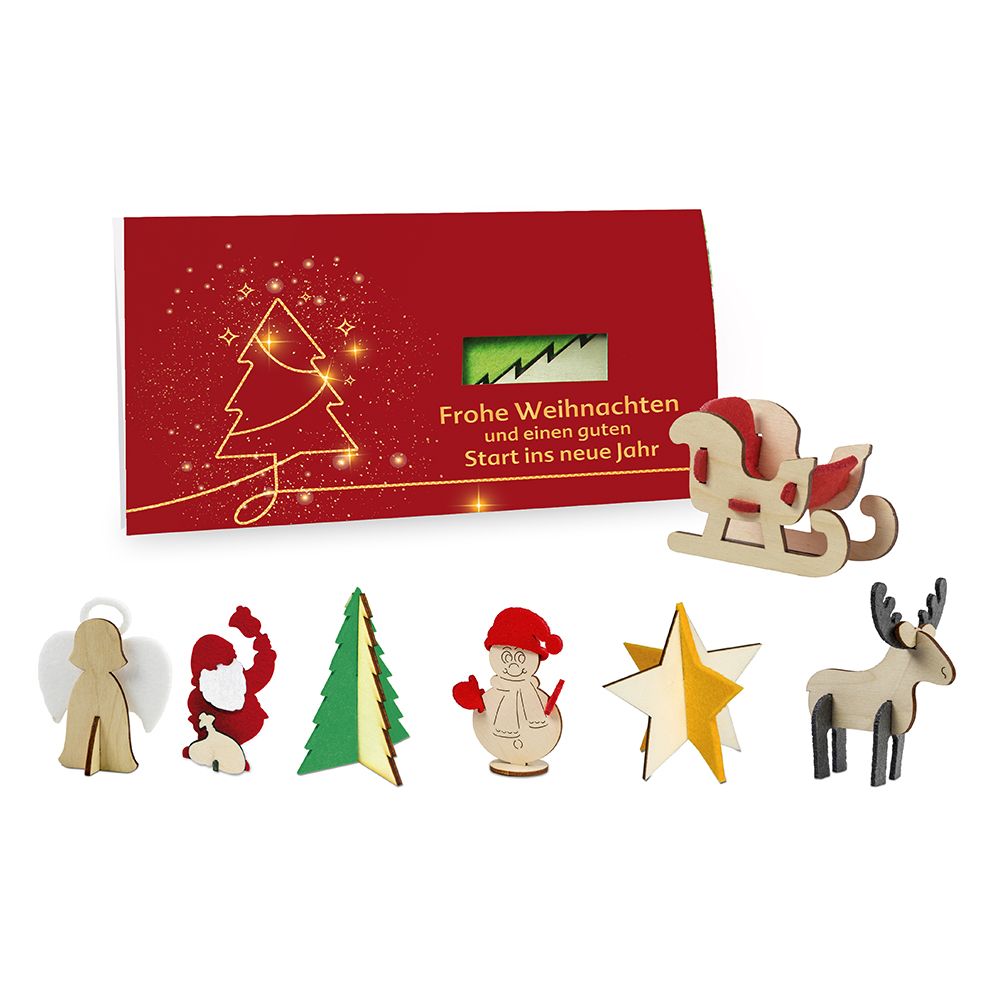 Steckfiguren-Karte Filz - Standardmotiv - Schlitten
