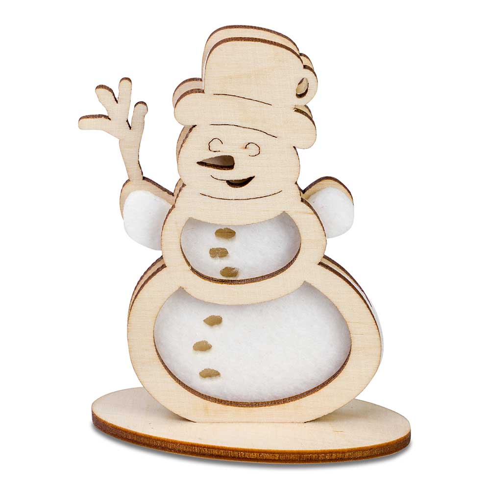 Steckfiguren-Karte Filz Premium - Schneemann Premium 4/4-c