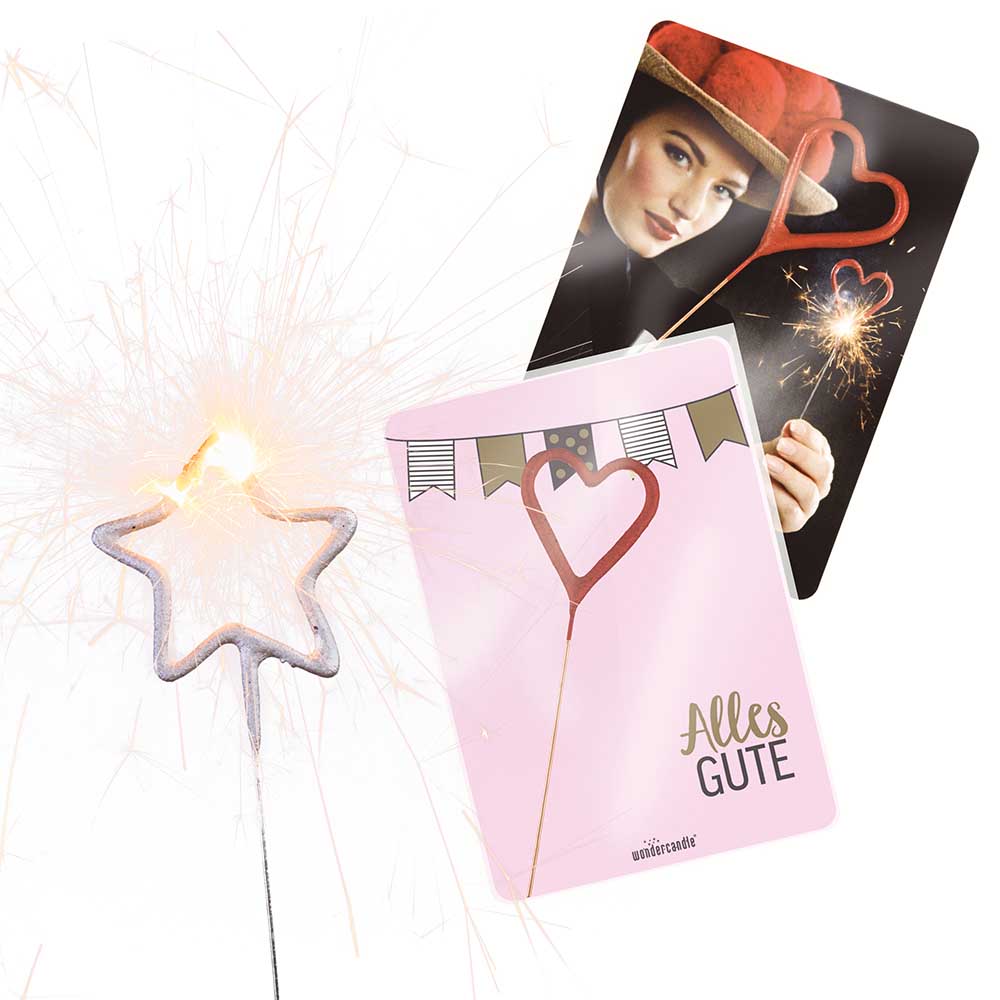 Wondercandle Mini mit Wondercard - Herz, silber