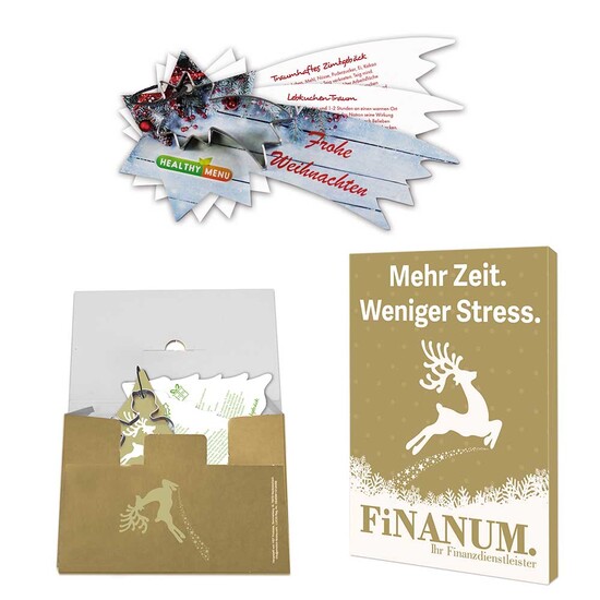 Backförmchen mit Rezeptblock Komet - in weihnachtlicher Mappe (individuell 4-c)