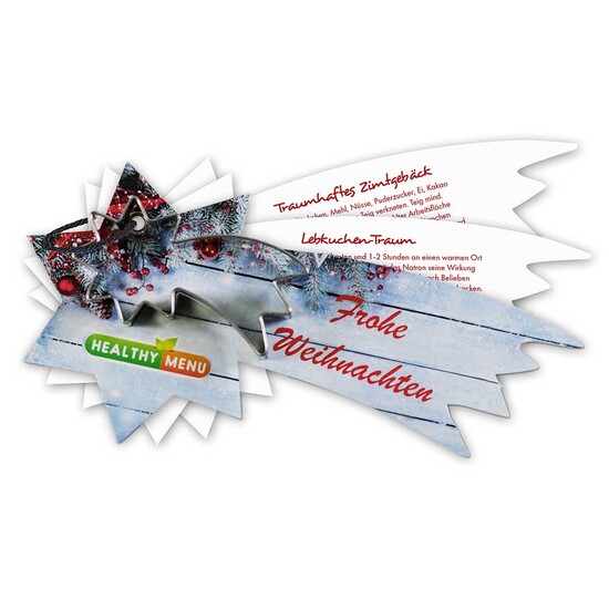 Backförmchen mit Rezeptblock Komet - in weihnachtlicher Mappe (individuell 4-c)