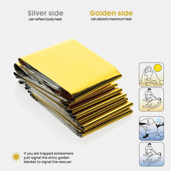 Solra-Rettungsdecke in RCS-Tasche aus recyceltem RPET