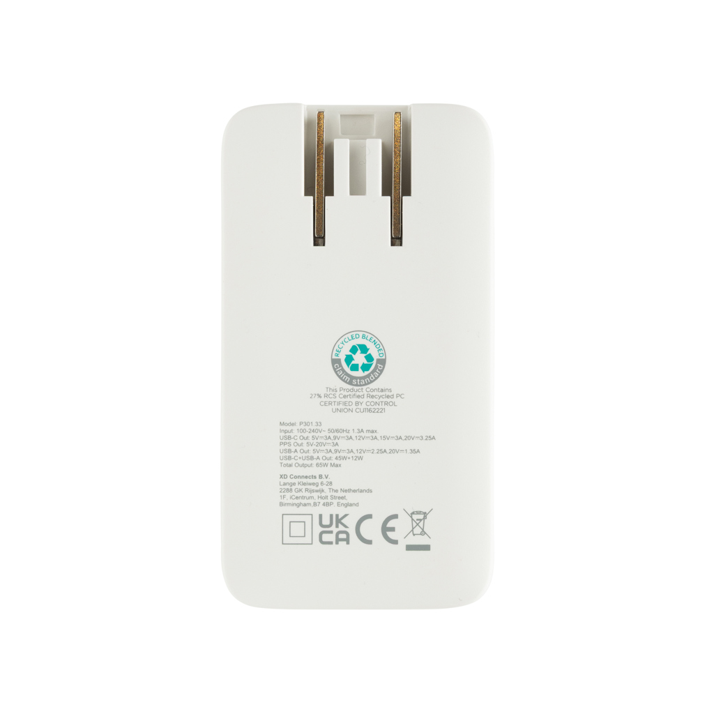 Fluxo flaches RCS 65W GaN-Ladegerät mit Stecker-Adaptern