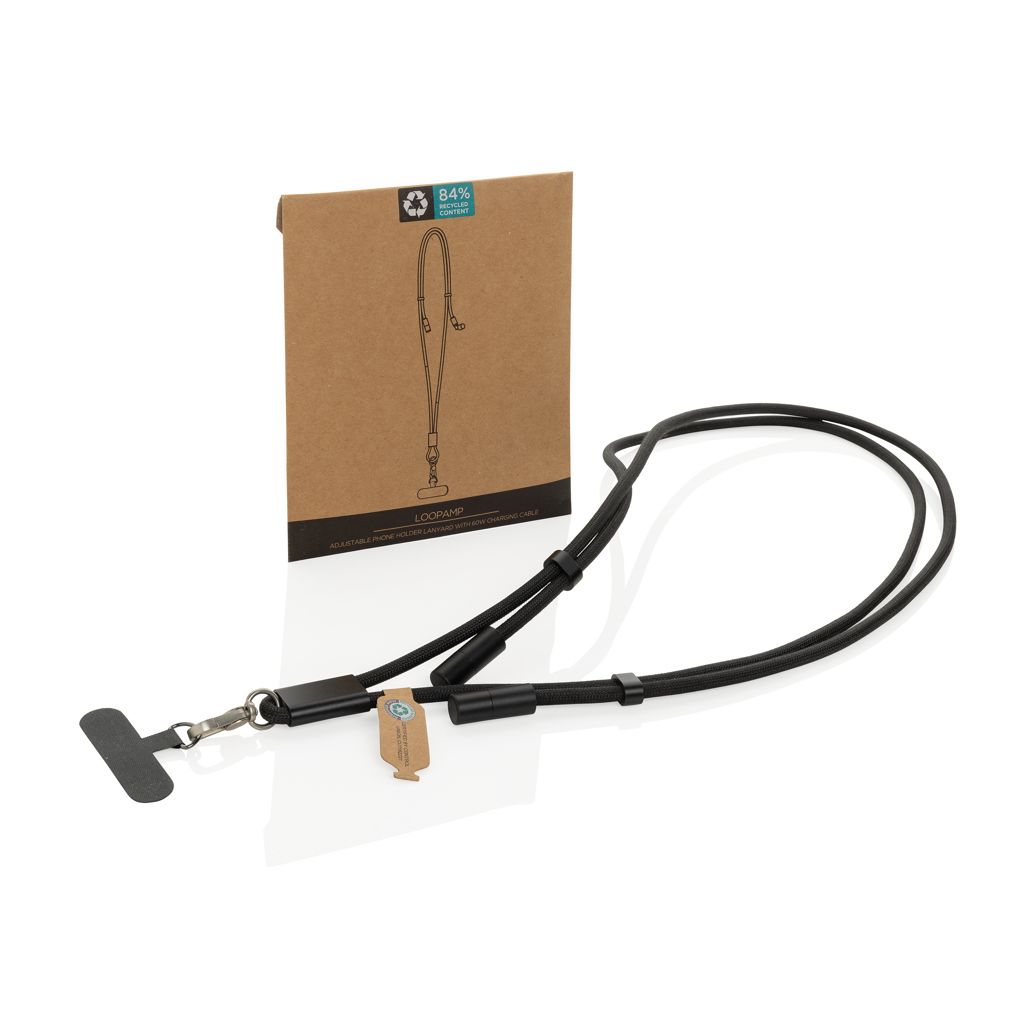 LoopAmp verstellbares 160cm 60W Telefonkabel aus RCS rPET