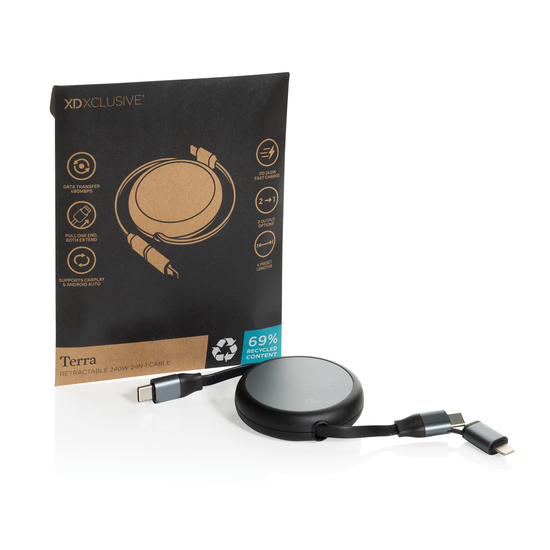 Terra ausziehbares 240W 2-in-1 Kabel aus RCS rec. Aluminium