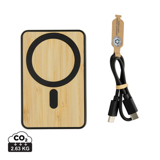 Zen 5000mAh 5W magnetische Bambus-Powerbank aus RCS rPlastik