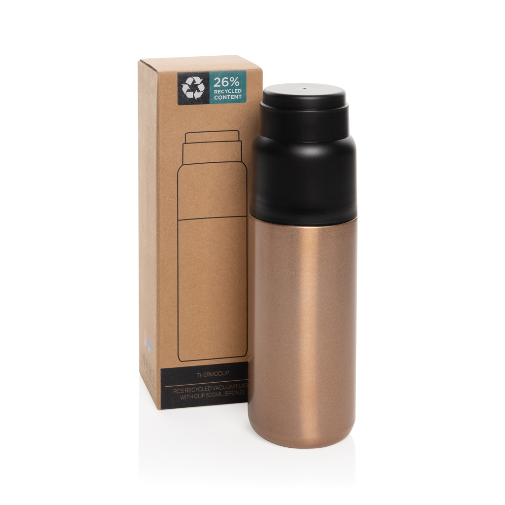 Thermocup RCS – recycelte Thermosflasche mit Becher, 500ml