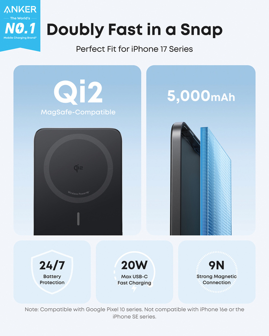 Anker Nano Wireless 5.000 Powerbank 15W MagGo Slim Qi 2.0