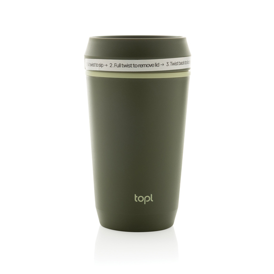 Topl-Becher aus rec. Kunststoff mit 360-Grad-Deckel 354ml