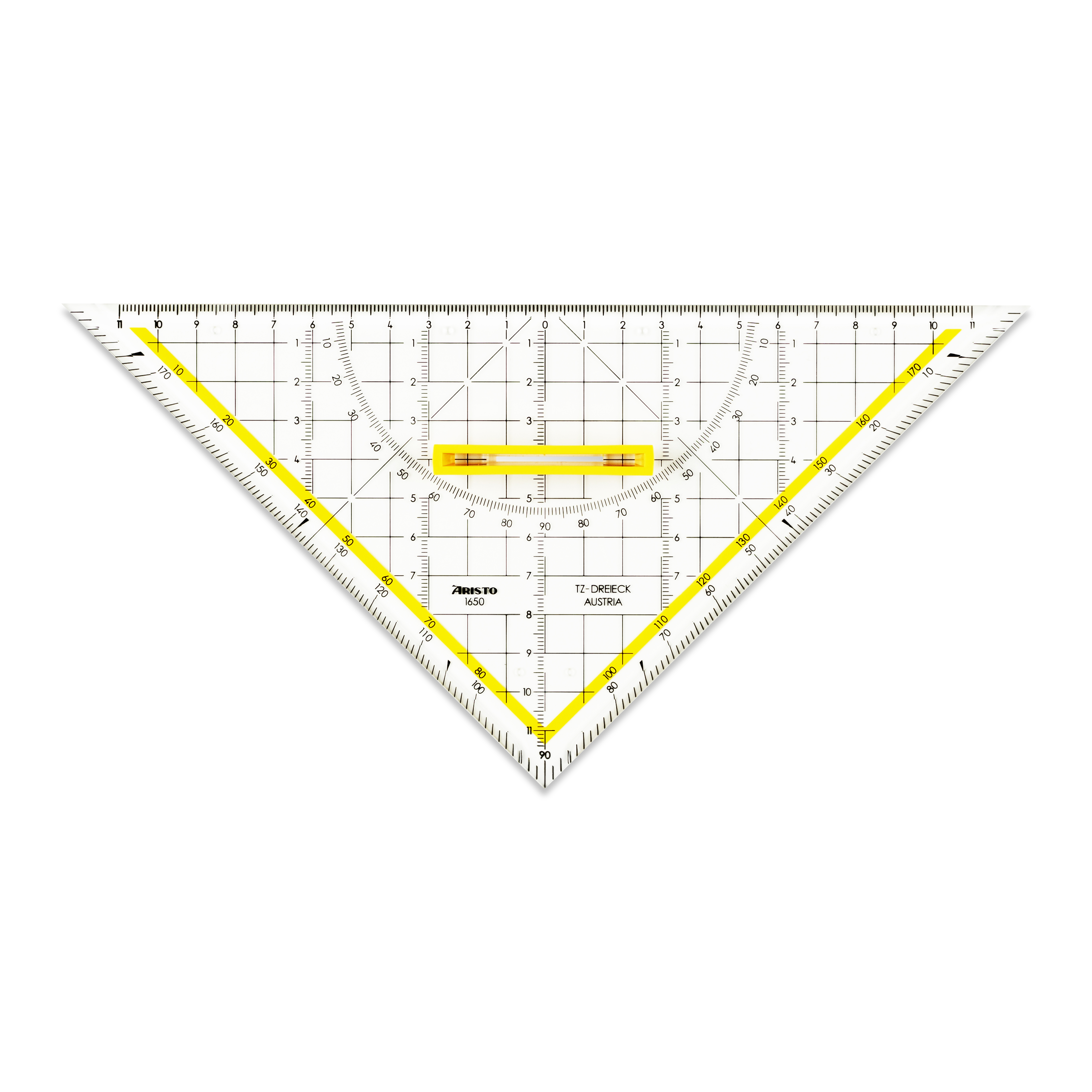 TZ-Dreieck 25 cm, mit Tuschenoppen, Griff, 3 Facetten