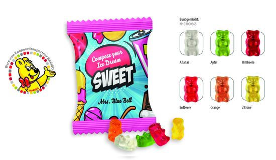 HARIBO Mini Goldbären Werbetüte, Inhalt: HARIBO Mini Goldbären bunt gemischt - ca. 6,5 g