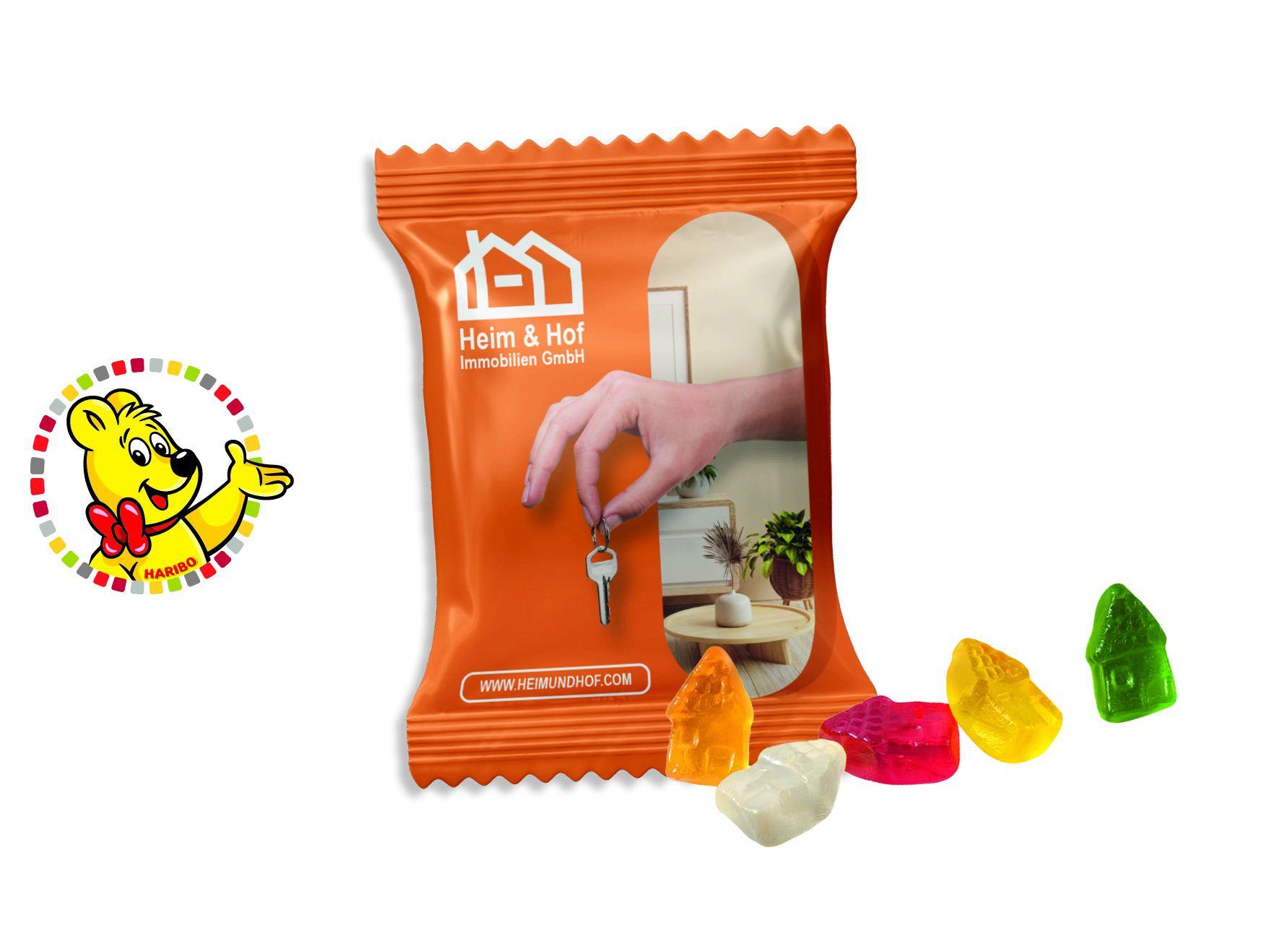 HARIBO Standardformen Werbetüte, Inhalt: HARIBO Häuser - ca. 15 g