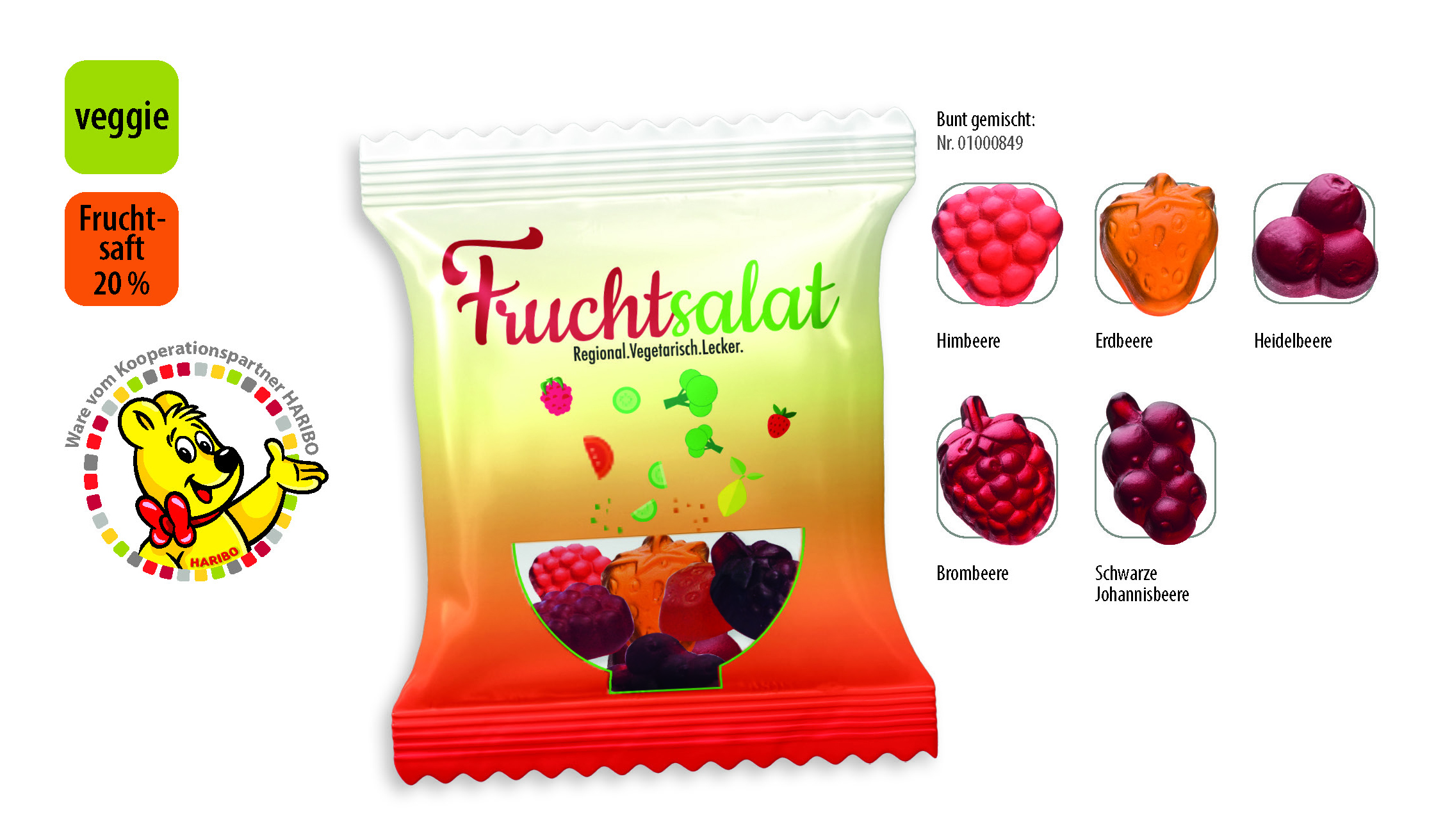 HARIBO Fruitmania Berry Werbetüte, Inhalt: HARIBO Fruitmania Berry