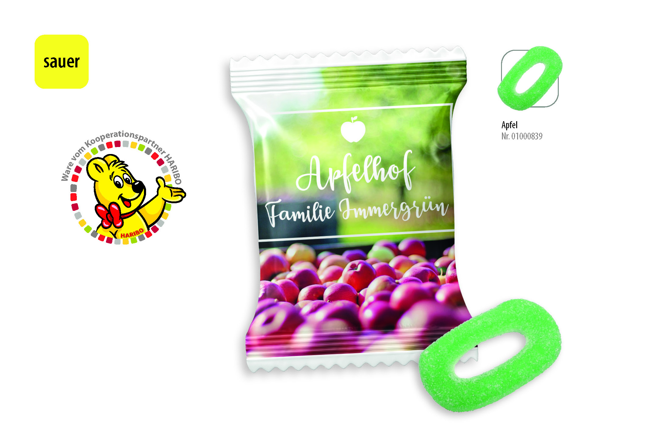 HARIBO Apfelringe Sauer Werbetüte, Inhalt: HARIBO  Apfelringe Sauer