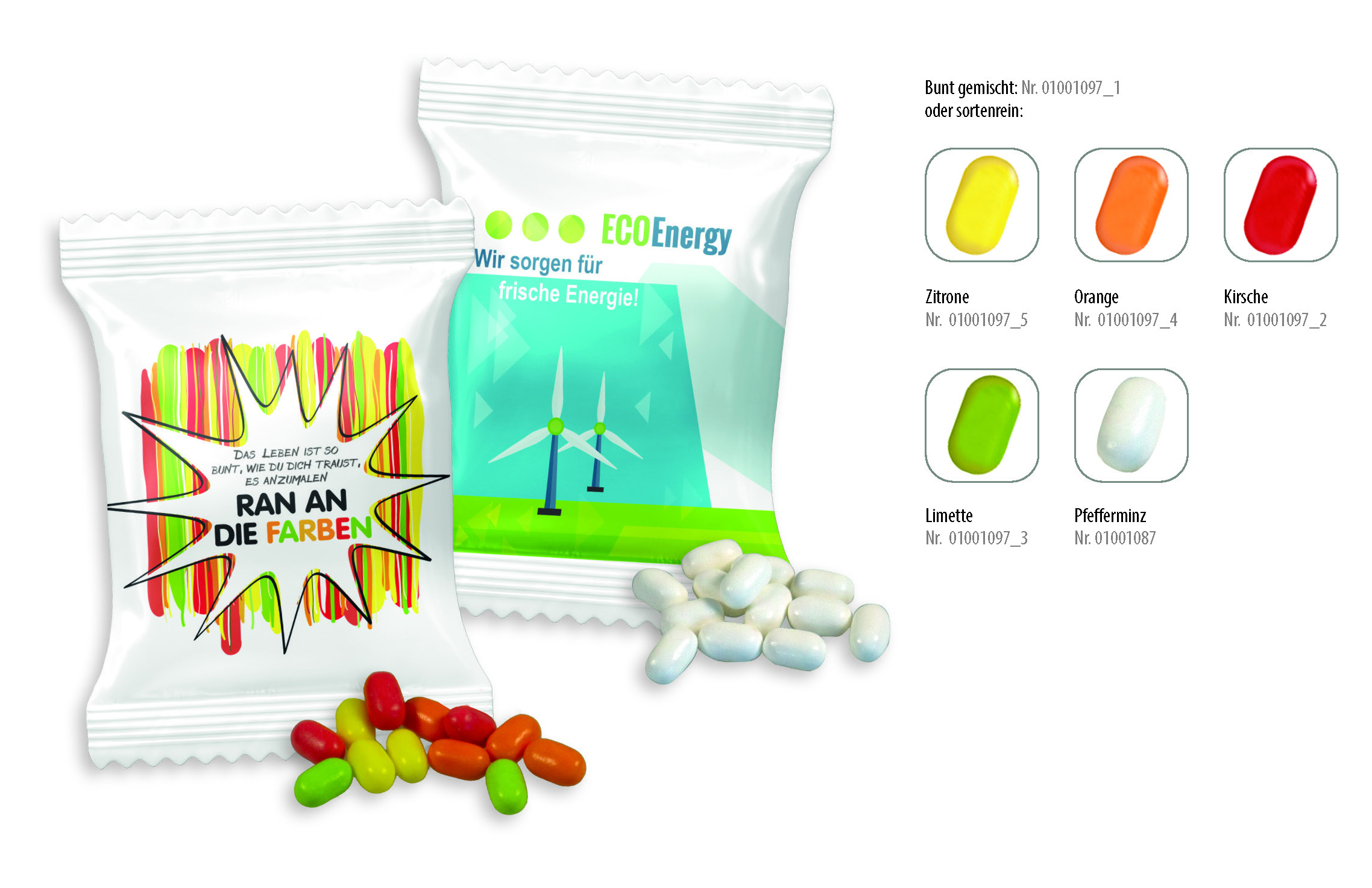 Bunte Fruchtdragees Werbetüte, Inhalt: Bunte Fruchtdragees Zitrone