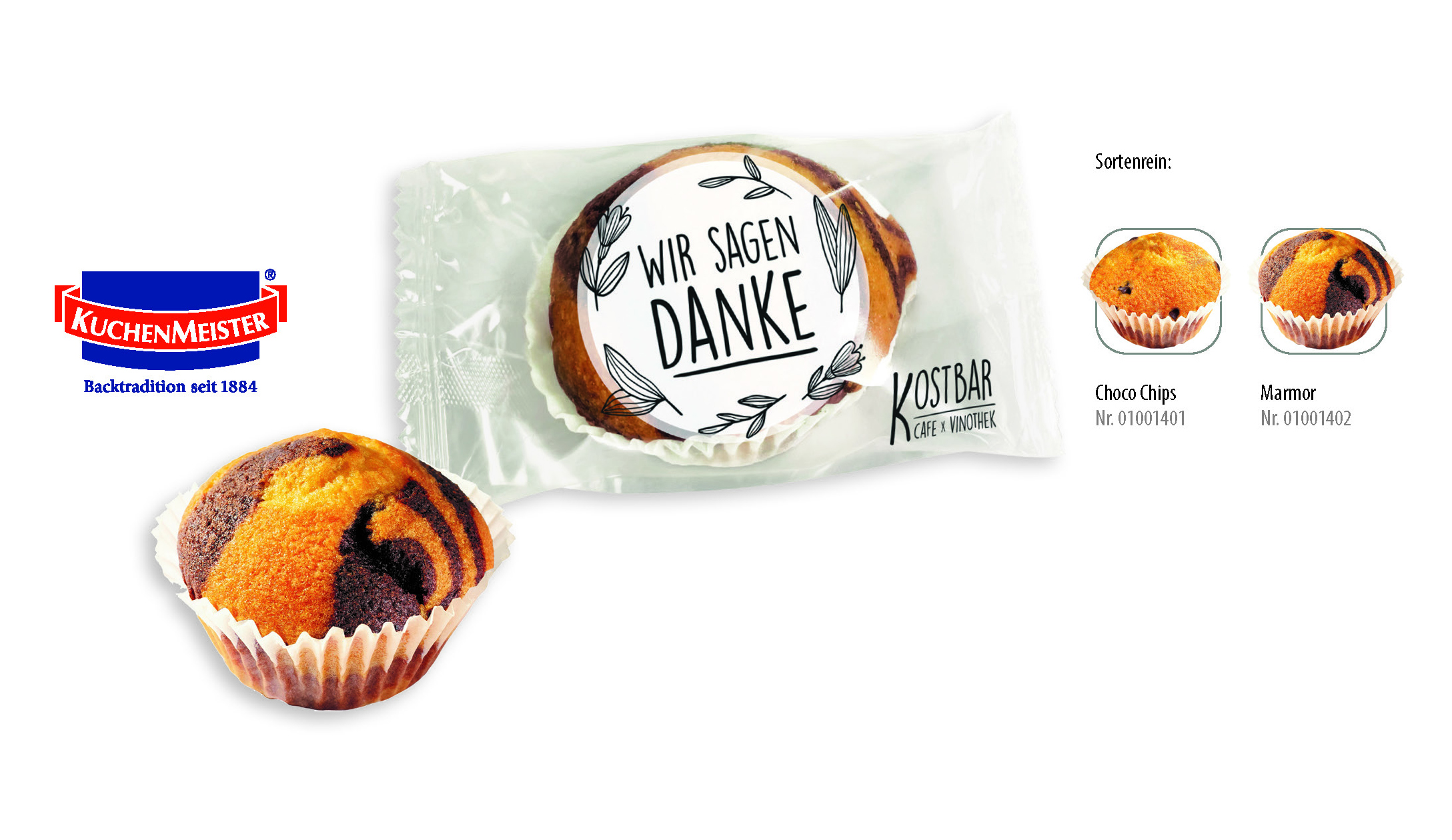 Mini Muffin im Flowpack, Inhalt: Mini Muffin Marmor