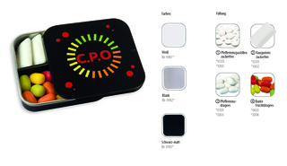 Twin Tin, Inhalt: Kaugummi Dragees zuckerfrei (Dose) - 53 x 53 x 10 mm - blank